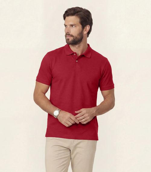 Polo Masculina em Malha Piquet Diametro Vermelho