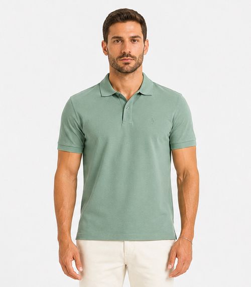 Polo Masculina Listras Piquet Diametro Verde
