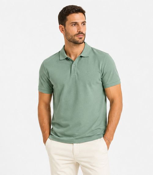 Polo Masculina Listras Piquet Diametro Verde