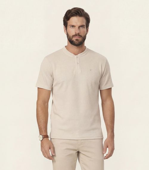 Camiseta Masculina Malhão Maquinetado Diametro Bege