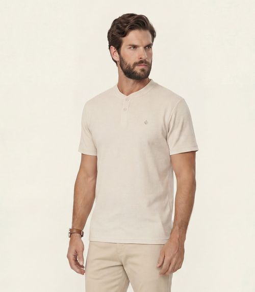 Camiseta Masculina Malhão Maquinetado Diametro Bege