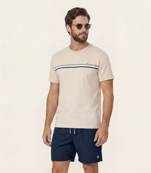 Camiseta Masculina Meia Malha Diametro Bege
