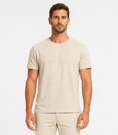 Camiseta Masculina Meia Malha Diametro Bege
