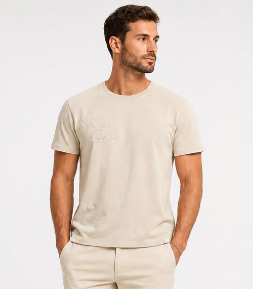 Camiseta Masculina Meia Malha Diametro Bege