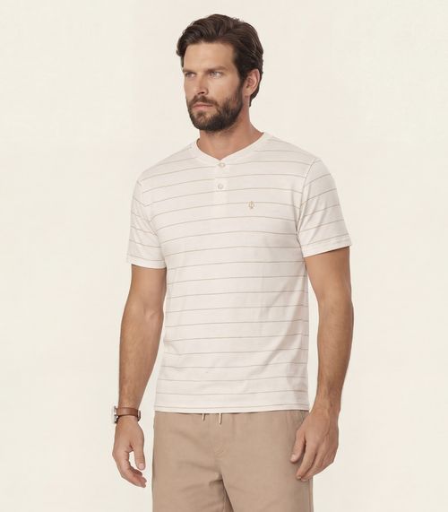 Camiseta Masculina Meia Malha Linho Diametro Bege