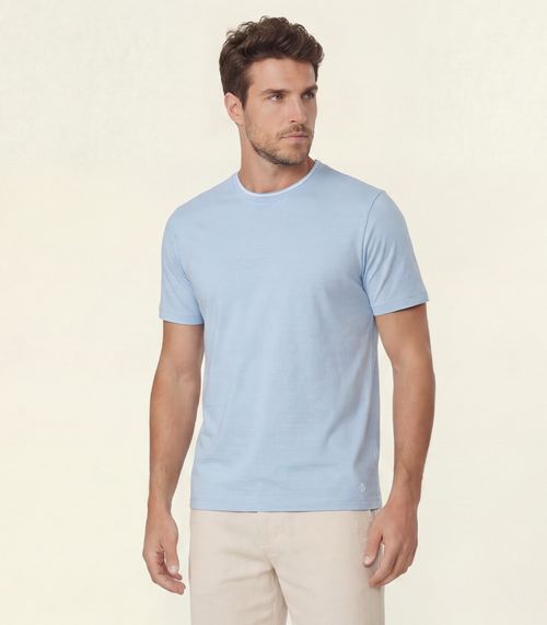 Camiseta Masculina Listras Piquet Diametro Azul
