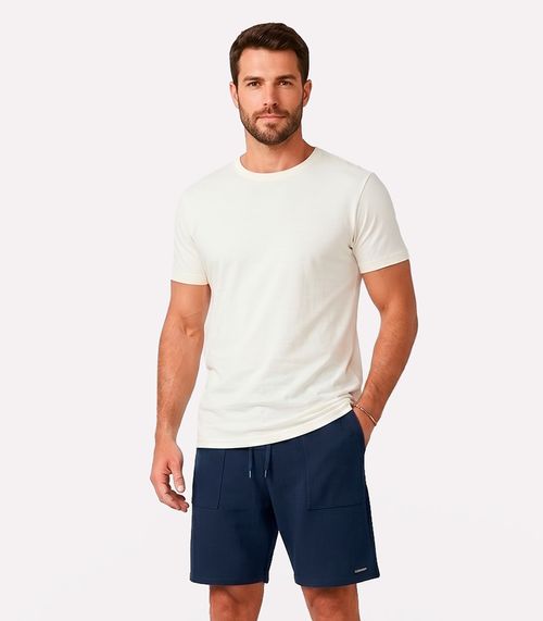 Bermuda Masculina Malhão Maquinetado Diametro Azul