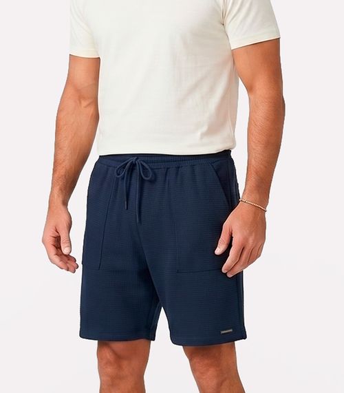 Bermuda Masculina Malhão Maquinetado Diametro Azul