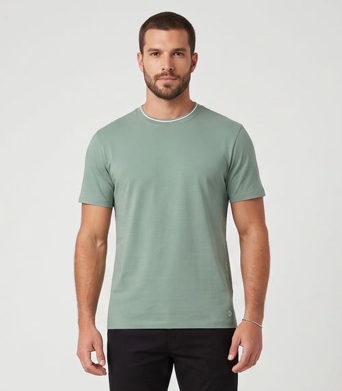 Camiseta Masculina Listras Piquet Diametro Verde