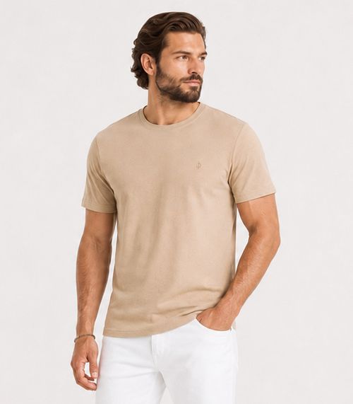 Camiseta Masculina Malha Texturizada Diametro Bege