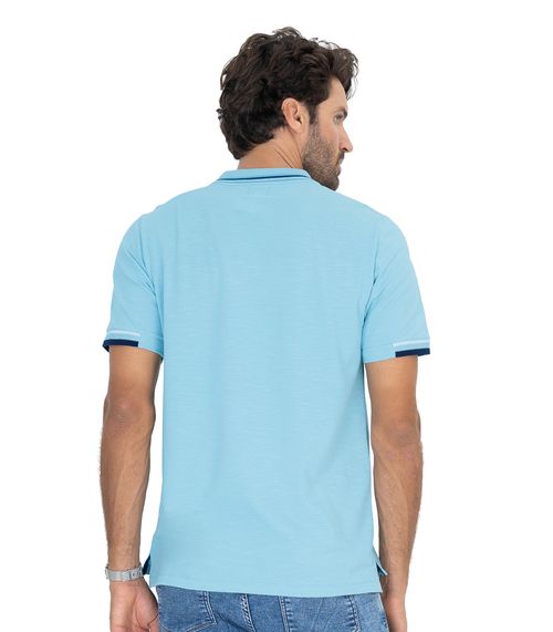 Camisa Polo Masculina Em Piquet Diametro Azul